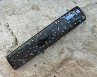 XL Rainbow Dichroic Fused Glass Barrette Extra Large Genuine French Barrette