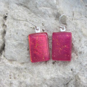 Simply Red Earrings Dichroic Fused Glass Red Dichroic Jewelry