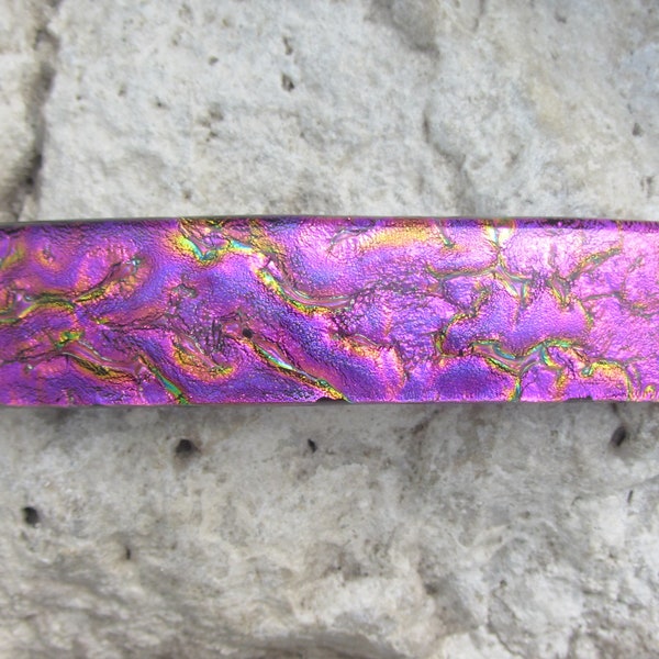 Fuschia Pink Barrette Fused Dichroic Glass Barrette Large Magenta French Barrette