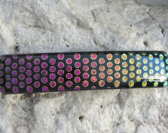 Large Polka Dot Rainbow Barrette Fused Dichroic Glass Barrette Dots French Barrette