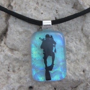 Scuba Diver Collana Fusa Dichroic Vetro Scuba Pendant