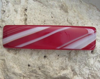 Horquilla grande de vidrio fusionado rojo y blanco Horquilla francesa grande roja y blanca