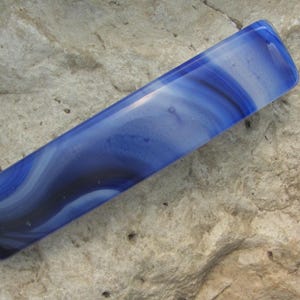 XL Blue and White Fused Glass Barrette XL  French Barrette