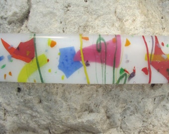 Large Carnival Fused Glass Barrette  Rainbow French Barrette