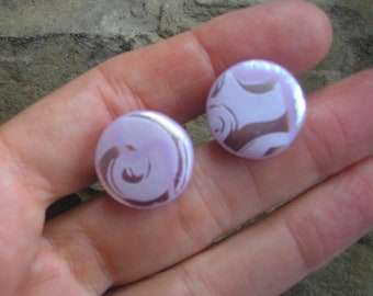 Mauve Cuff Links Dichroic Fused Glass Cufflinks