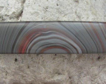 XL Gray Barrette Fused Glass Barrette XL Grey Red Genuine French Barrette