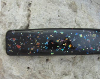 Large Rainbow Barrette Fused Dichroic Glass Barrette Genuine French Barrette
