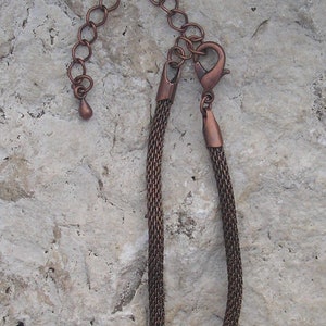 16"-18" Adjustable Antiqued Copper Mesh Snake Chain   18"  Necklace