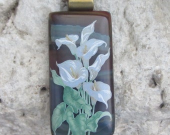 Calla Lily Collana Ciondolo Giglio Terroso in Vetro Fuso