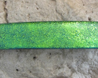 Emerald Green Barrette Large Fused Dichroic Glass Barrette French Green Barrette