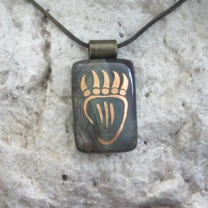 Bärentatze Halskette Geschmolzenes Glas Gold Bär Anhänger