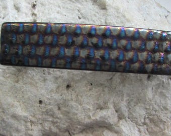 XL Iridescent Fused Glass Barrette Extra Large Black Genuine French Barrette