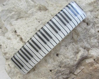 Large Piano Keys Fused Glass Barrette Genuine French Barrette Music Jewelry