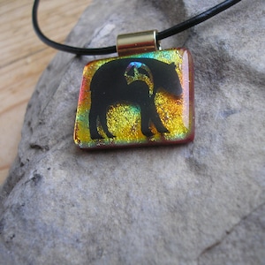 Black Bear Necklace Dichroic Fused Glass Jewelry Bear Pendant image 2