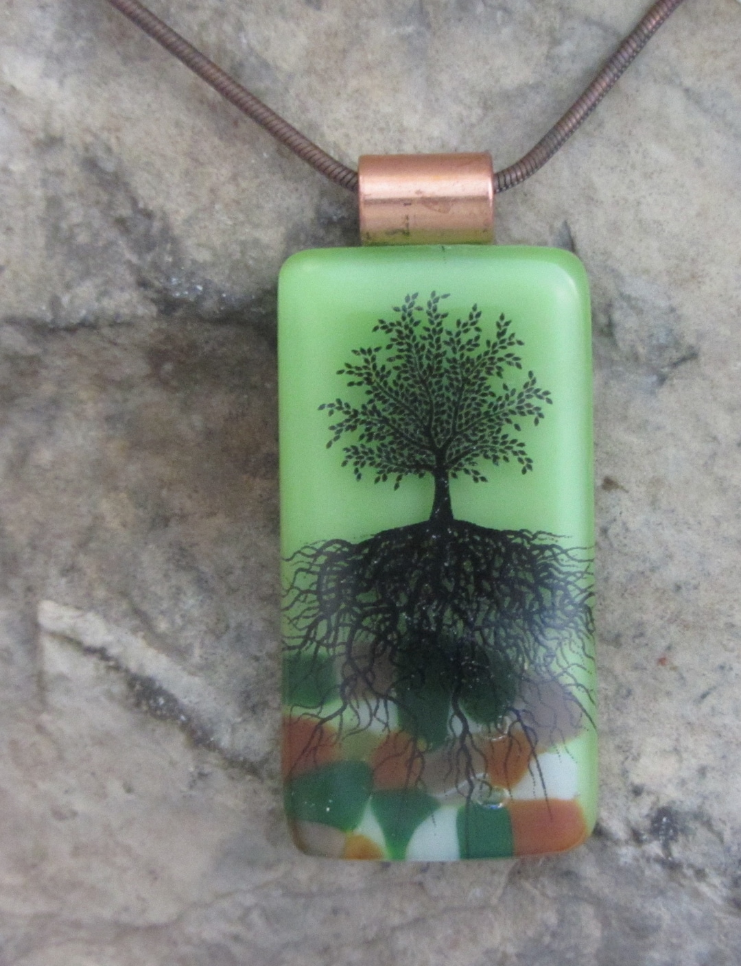 Earthy Green Tree of Life Necklace Fused Glass Tree Pendant - Etsy