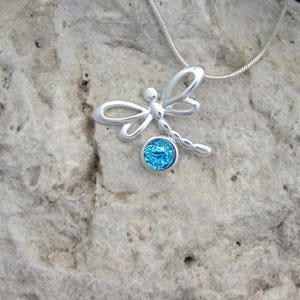 Silver Dragonfly Necklace Dichroic Fused Glass Blue Dragonfly Pendant