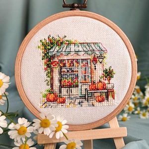 Autumn Pumpkin Shop Cross Stitch Pattern PDF