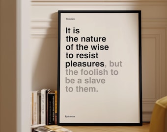 Impression de citation d'Épictète, art mural stoïcien minimaliste, décoration moderne, citation de motivation stoïcienne