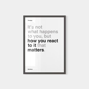 Impresión con cita de Epicteto, arte mural estoico minimalista, decoración moderna, cita motivacional estoica imagen 5
