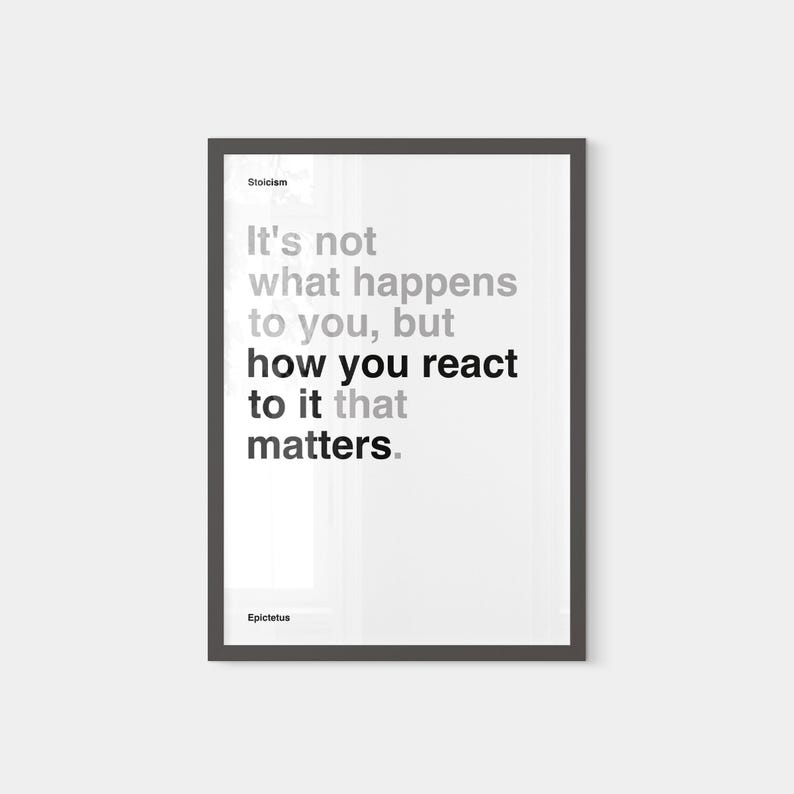 Impresión con cita de Epicteto, arte mural estoico minimalista, decoración moderna, cita motivacional estoica imagen 5