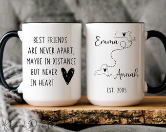Personalized Long Distance Friendship Mug, State To State Coffee Cup