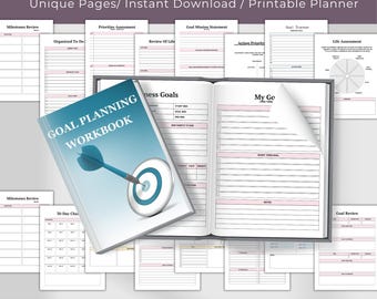 Werkboek doelplanning afdrukbare pdf | Productiviteitsplanner, visiebord, gewoontetracker, SMART-doelen, actieplan organisator motivatietool