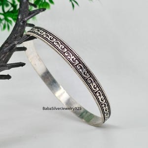 New Silver Bangle, Handmade 925 Sterling Silver Bracelet, Simple Minimalist Bangle, Dainty Stackable Sterling silver Woman Jewelry Gift item