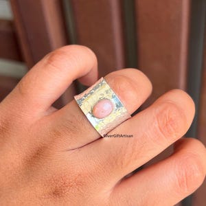 Pink Opal Ring, 925 Sterling Silver Ring, Oval Gemstone Ring, Handmade Ring, Women Silver Jewelry, Unique ring, Anniversary Gift for her