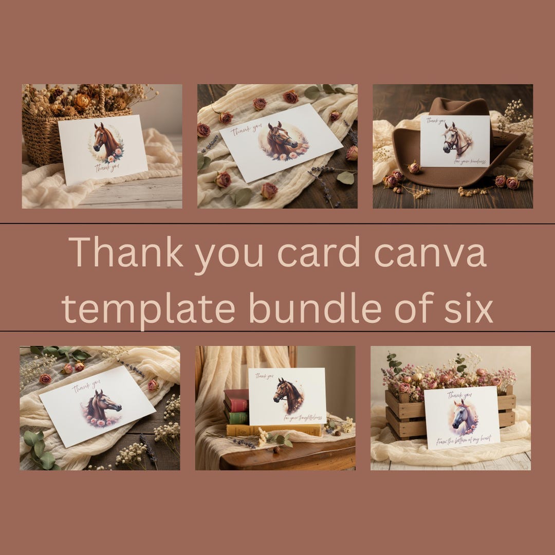 Floral Horse Thank You Card Template Editable Printable Design for ...