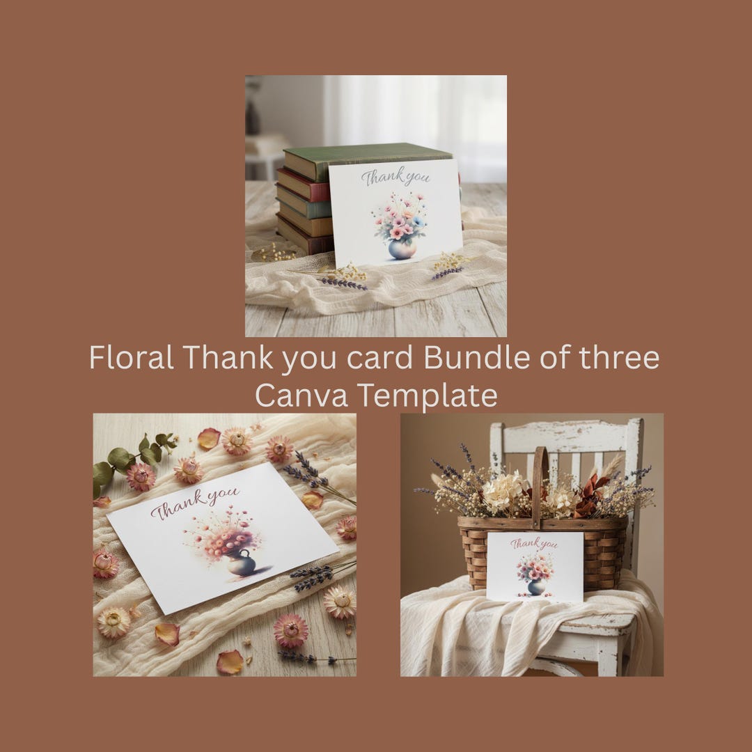 Boho Floral Thank You Card Template – Canva Editable | Printable ...