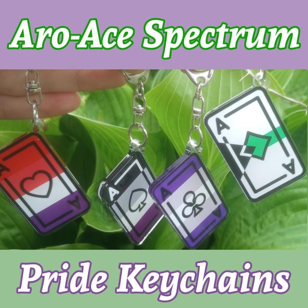 Aro-Ace Spectrum Card Suit Pride Flag Keychains + CUSTOM options