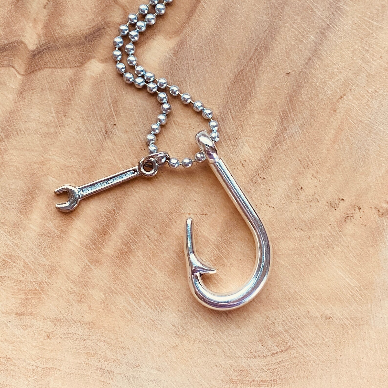 Fish Hook Necklace Fishing Hook Charm Fisherman Surfer Etsy