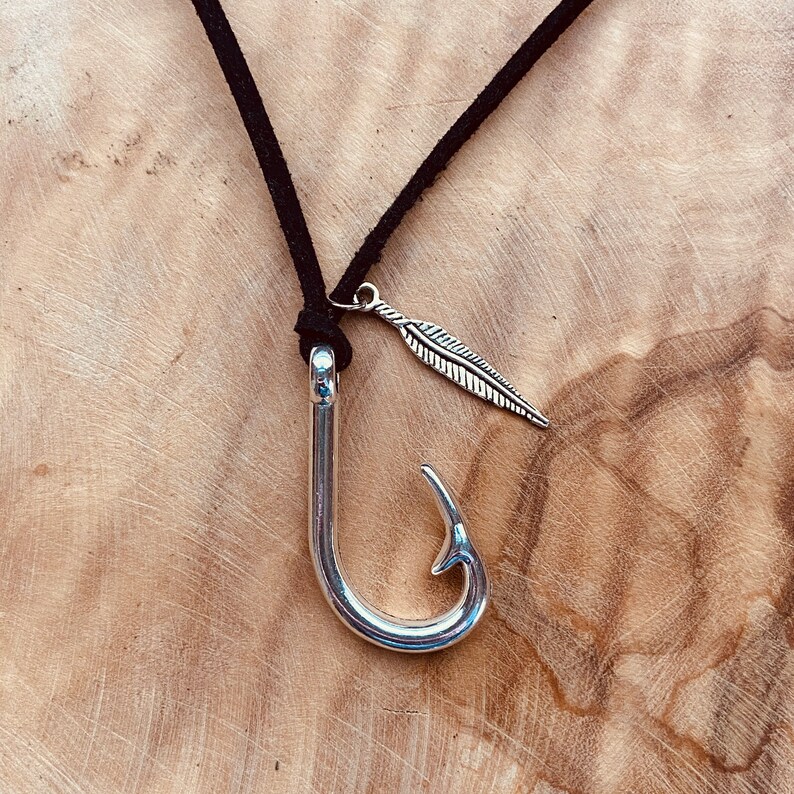 Fish on a Hook Necklace in White w/ Turquoise Fish main image 1