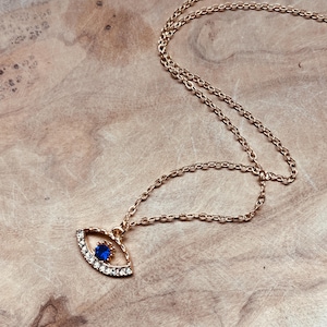 Evil Eye Necklace, Protection Pendant, Gold Eye Pendant, Gemstone Eye, Eye of Protection, Third Eye, Protect, Dainty, Feminine