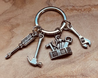 Toolbox Keychain, Multi Tool Keychain, Mechanic, Carpenter, Gifts for Him, Blue Collar Workers, Tool Keychain, Wrench, Screwdriver