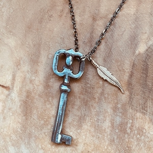 Sierlijke skeletketting, vintage sleutel, antieke sleutelketting, herensleutelketting, rustieke sleutel, sleutel tot mijn hart-ketting, antieke sleutel, fancy