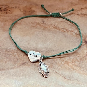 Philadelphia Eagles adjustable engraved football charm bracelet