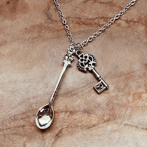 Spoon necklace, Spoon pendant, Crown spoon, Custom charm necklace, Silver spoon, Spoon jewelry, Fashion jewelry, Statement necklace, Cute