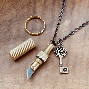 Collana con coltello, coltellino tascabile, taglierino, portachiavi con coltello, ciondolo con coltello, taglio della carta, mini, acciaio inossidabile, regalo unico, multiutensile