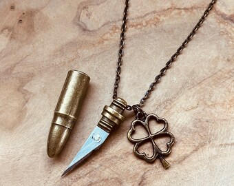 Bullet Necklace, Bullet Casing, Ammo, Bullet Pendant, Bronze Bullet, Custom Charm, Charm Necklace, Personalized Jewelry, Unique, Statement