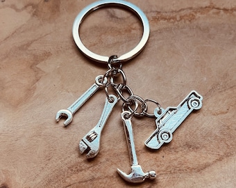 Tool Keychain, Multi Tool Keychain, Mechanic, Carpenter, Gifts for Him, Blue Collar Workers, Tool Keychain, Wrench, Screwdriver, Hammer, Car