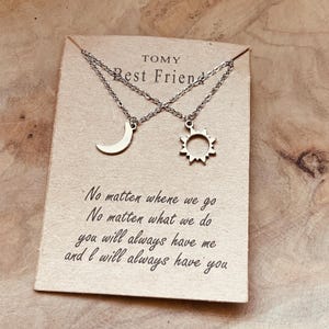 Best friends necklaces, Sun and Moon, to the Moon and Back, Long distance, Friendship, Galentines day, Friend gifts, Meaningful gifts, Cute