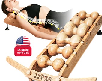 Timbergood 6-Rollers wooden massager for back, spine, neck, body pain relief