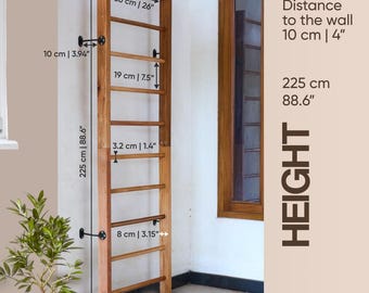 Timbergood Swedish Ladder, Wall Bars, Stall Bars for Kids and Adults, made of Red Mahogany Wood