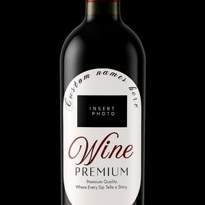 Custom Wine Label | Personalized Wedding Favor | Photo Wine Label | Anniversary Gift| EST. Date Label Template (Digital Download)