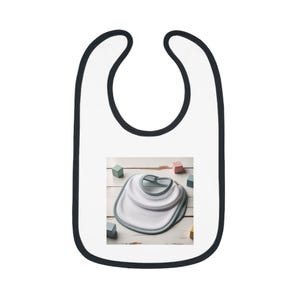 Baby Contrast Trim Jersey Bib, Cute Baby Bib, Newborn Gift, Toddler Feeding Bib, Baby Shower Gift, Stylish Baby Accessory