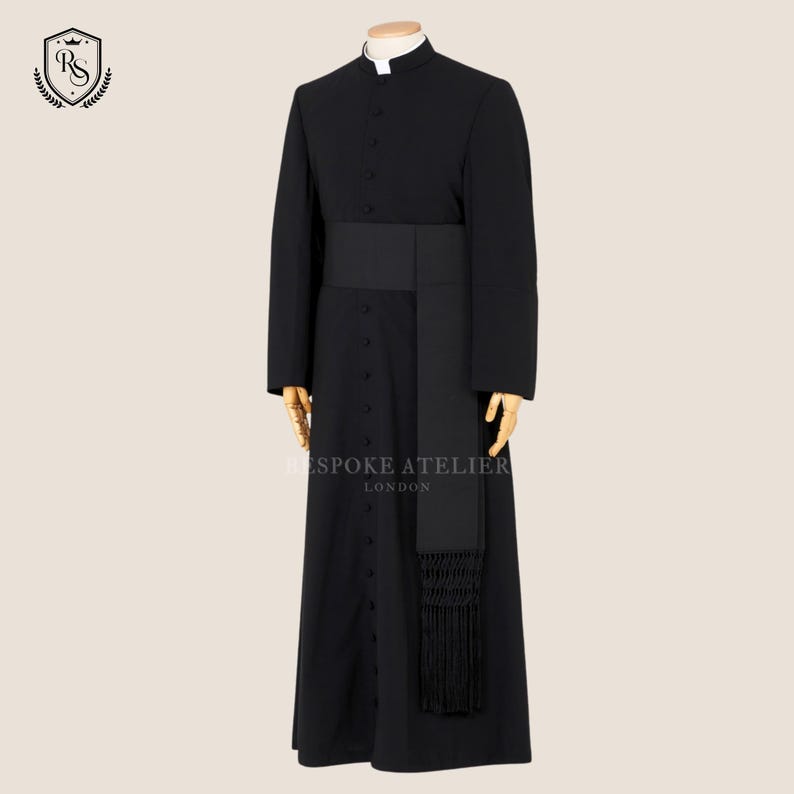 Custom Black Roman Cassock With Fascia, Tailored Clergy Soutane ...
