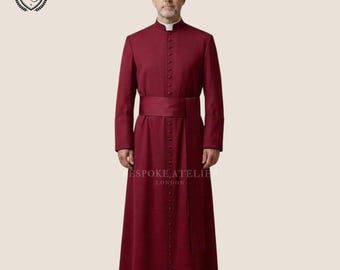 Amaranth Red Roman Cassock for Priest | Catholic Clergy Robe | Custom Clerical Cassock | Church Vestment | Roman Catholic Soutane