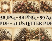 Papel digital Steampunk floral – Diseños botánicos victorianos para Junk Journals, Álbumes de recortes, etiquetas y efímera imprimible
