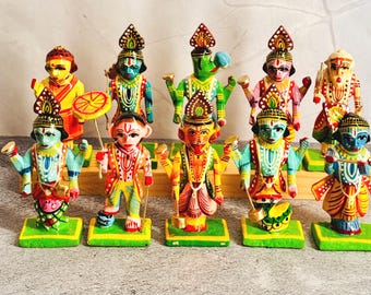 Handcrafted wood dolls - Set of 10 Dasavatharam Idols